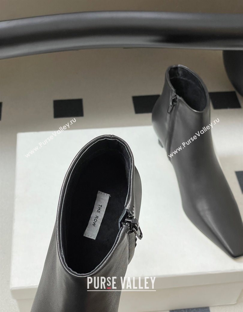 The Row Carla Leather Heel Ankle Boots 4cm Black 2025 TR120811 (MD-251208102)