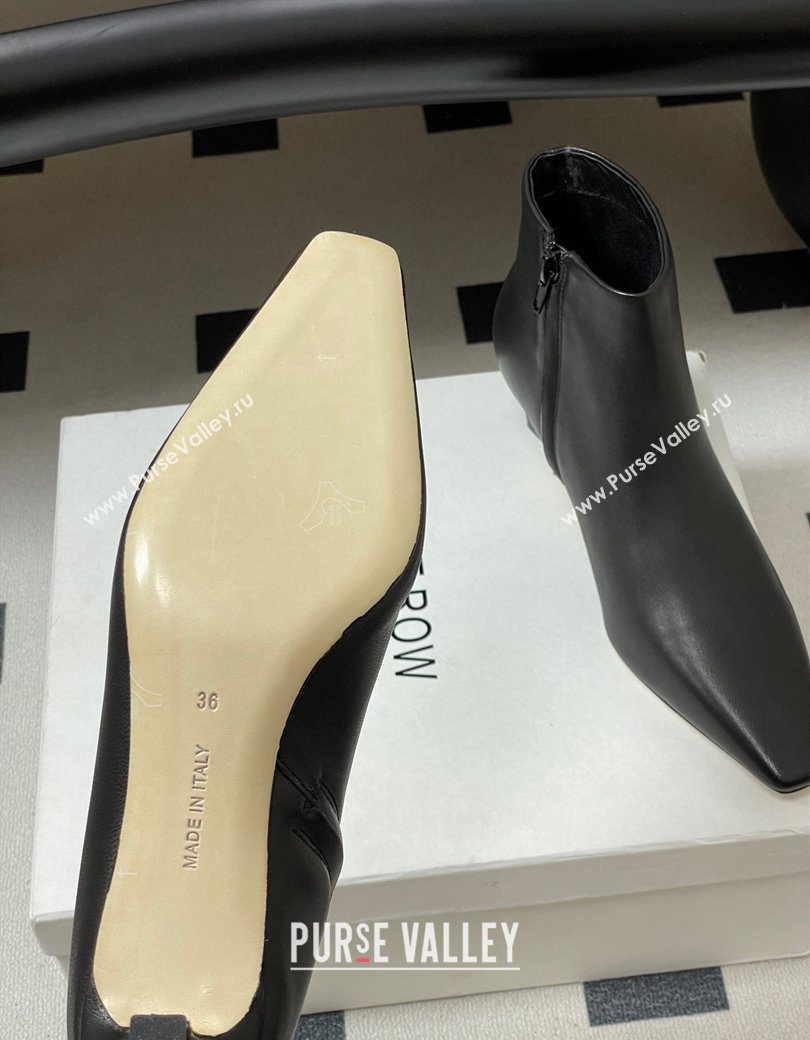 The Row Carla Leather Heel Ankle Boots 4cm Black 2025 TR120811 (MD-251208102)