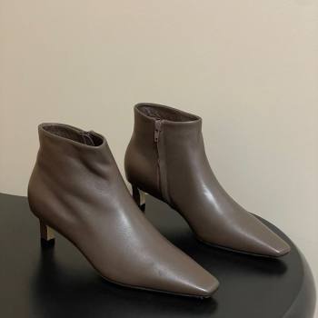 The Row Carla Leather Heel Ankle Boots 4cm Dark Brown 2025 TR120811 (MD-251208104)