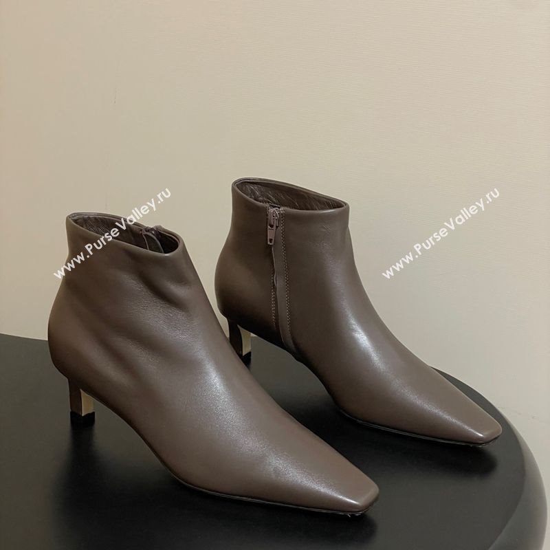The Row Carla Leather Heel Ankle Boots 4cm Dark Brown 2025 TR120811 (MD-251208104)
