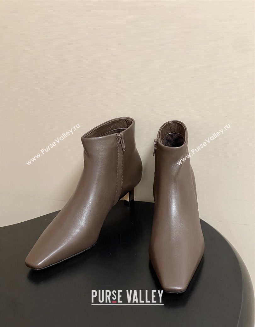 The Row Carla Leather Heel Ankle Boots 4cm Dark Brown 2025 TR120811 (MD-251208104)