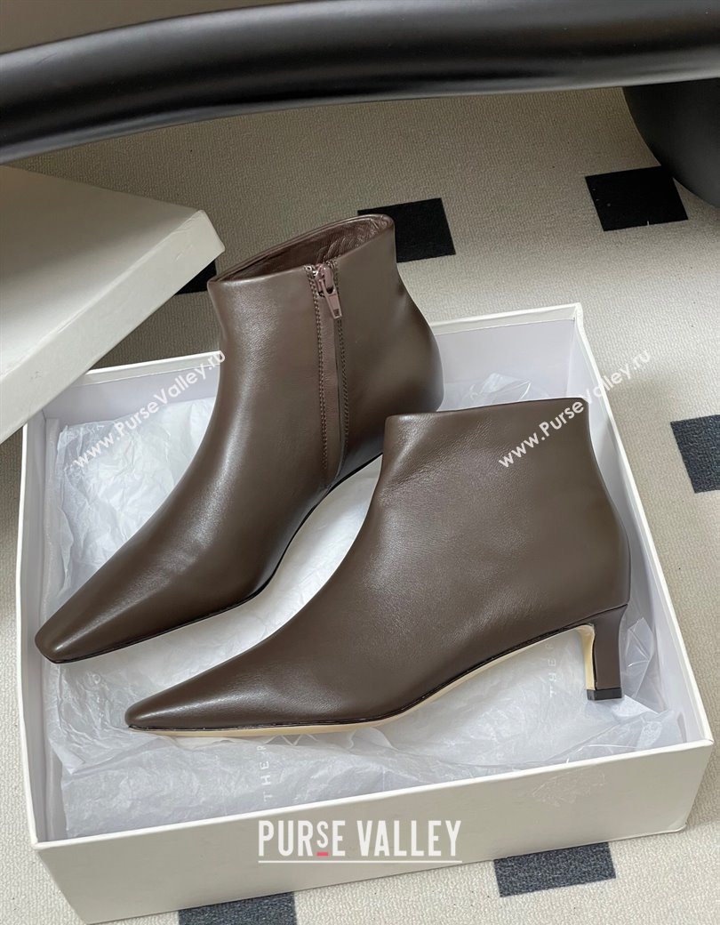 The Row Carla Leather Heel Ankle Boots 4cm Dark Brown 2025 TR120811 (MD-251208104)