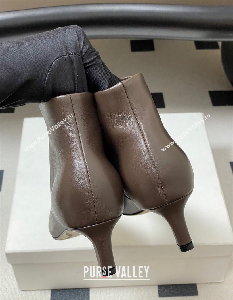 The Row Carla Leather Heel Ankle Boots 4cm Dark Brown 2025 TR120811 (MD-251208104)