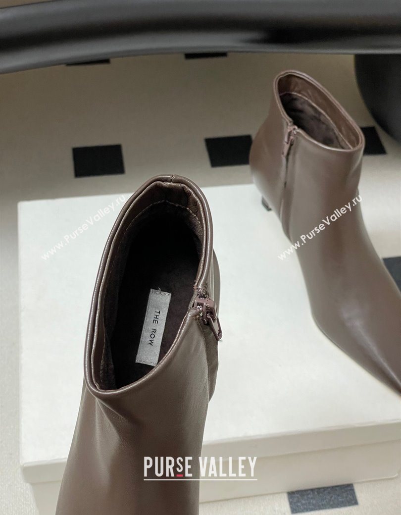 The Row Carla Leather Heel Ankle Boots 4cm Dark Brown 2025 TR120811 (MD-251208104)