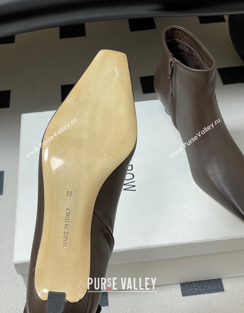 The Row Carla Leather Heel Ankle Boots 4cm Dark Brown 2025 TR120811 (MD-251208104)