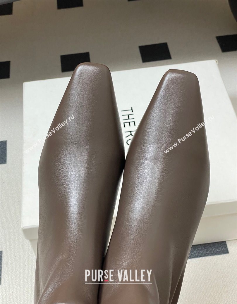 The Row Carla Leather Heel Ankle Boots 4cm Dark Brown 2025 TR120811 (MD-251208104)