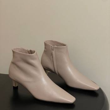 The Row Carla Leather Heel Ankle Boots 4cm Powder Grey 2025 TR120811 (MD-251208105)