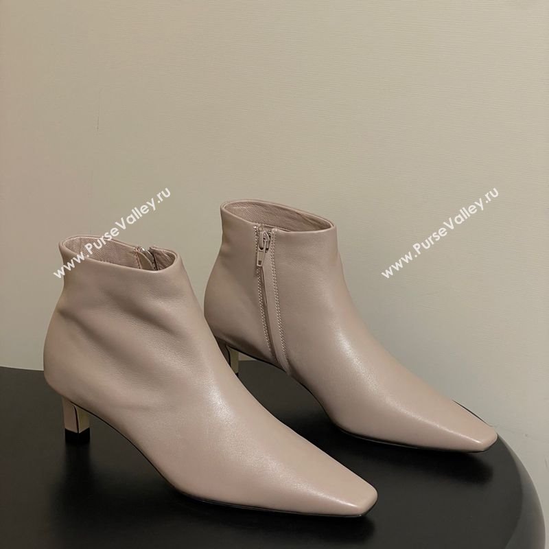 The Row Carla Leather Heel Ankle Boots 4cm Powder Grey 2025 TR120811 (MD-251208105)