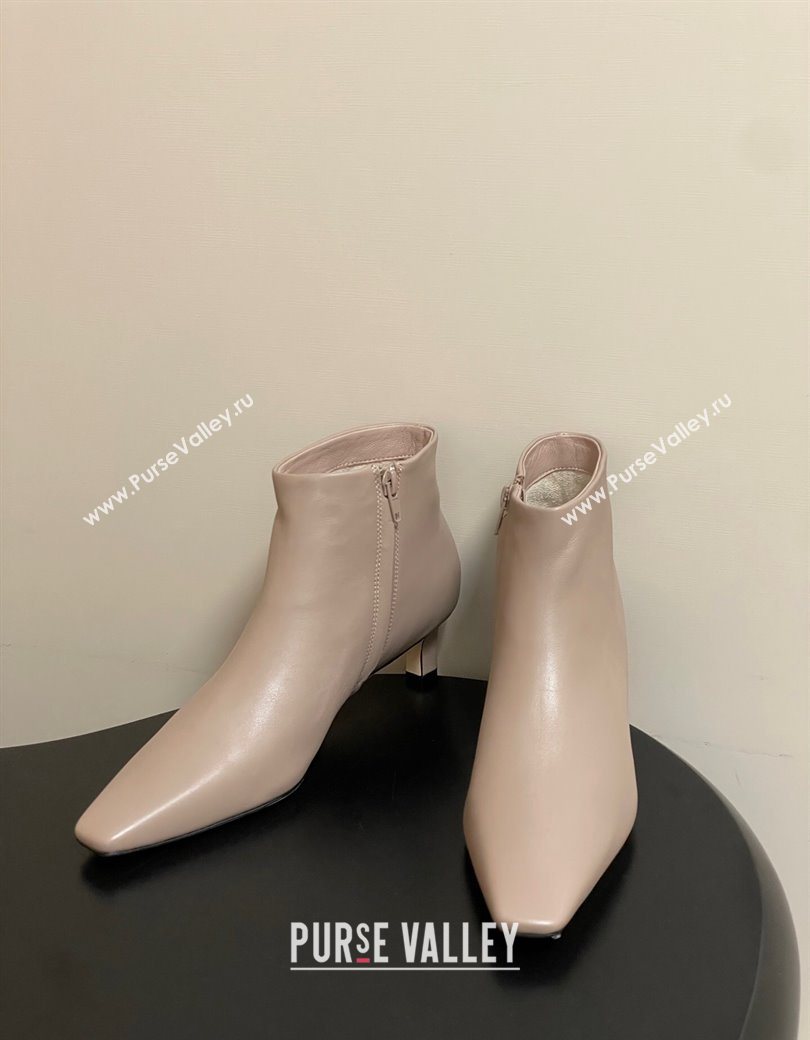 The Row Carla Leather Heel Ankle Boots 4cm Powder Grey 2025 TR120811 (MD-251208105)