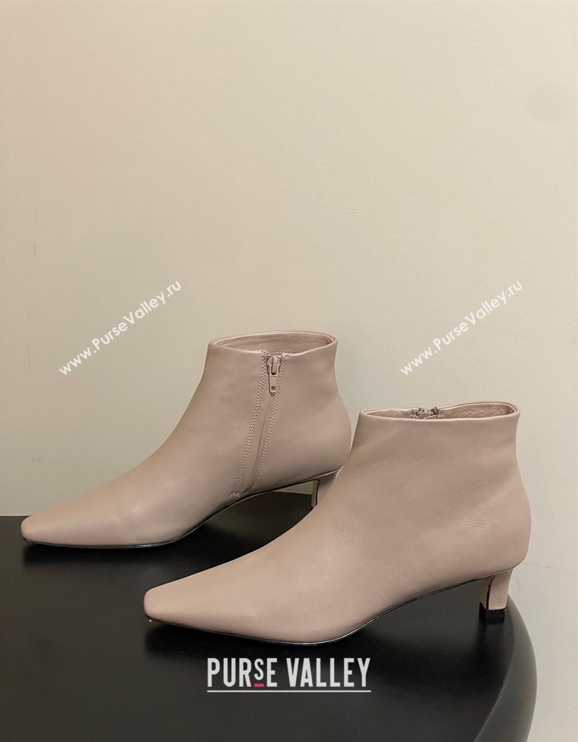 The Row Carla Leather Heel Ankle Boots 4cm Powder Grey 2025 TR120811 (MD-251208105)