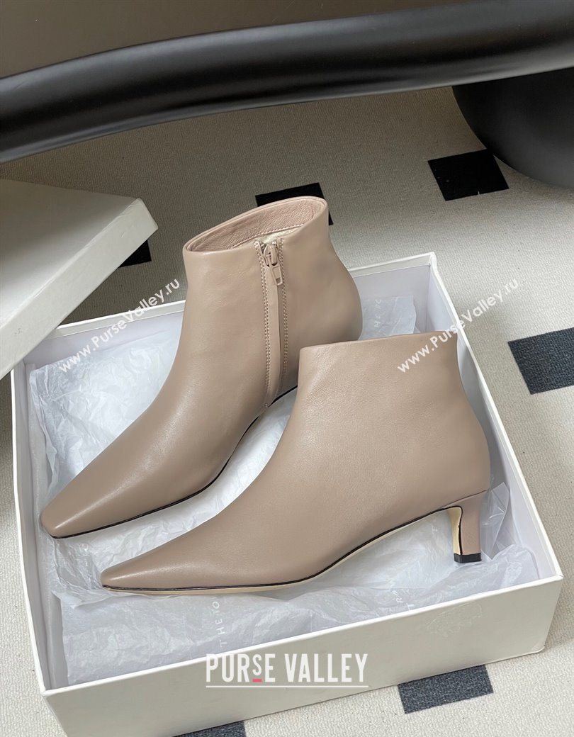 The Row Carla Leather Heel Ankle Boots 4cm Powder Grey 2025 TR120811 (MD-251208105)