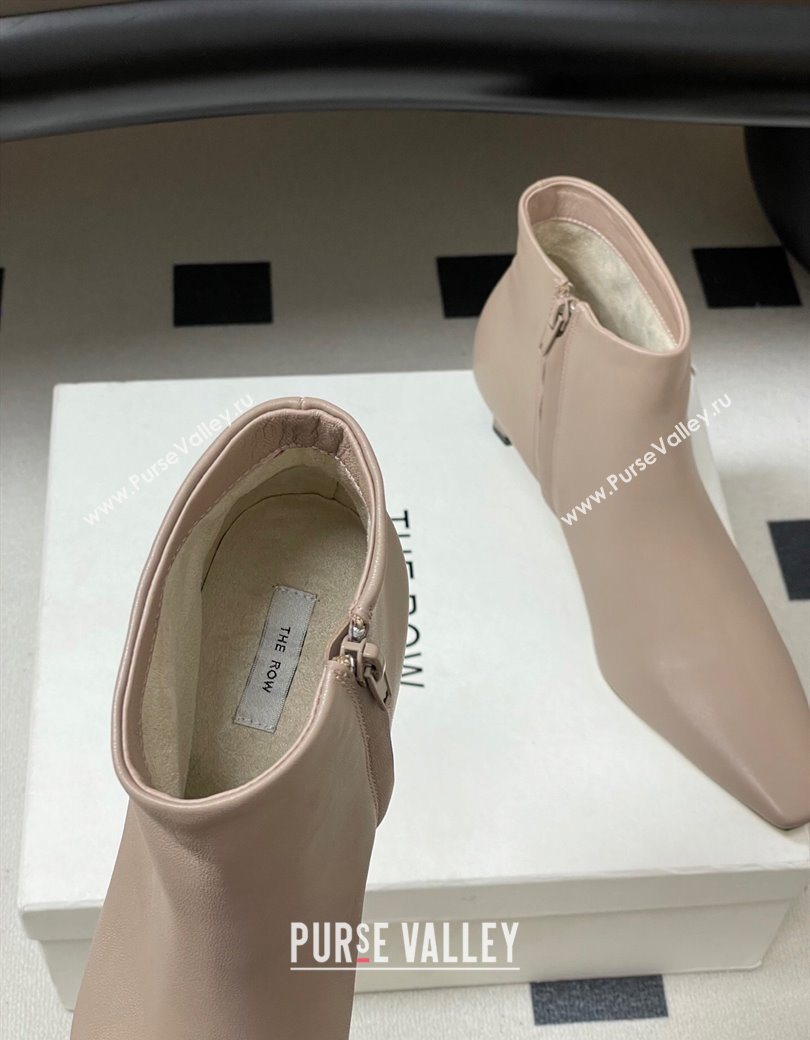 The Row Carla Leather Heel Ankle Boots 4cm Powder Grey 2025 TR120811 (MD-251208105)