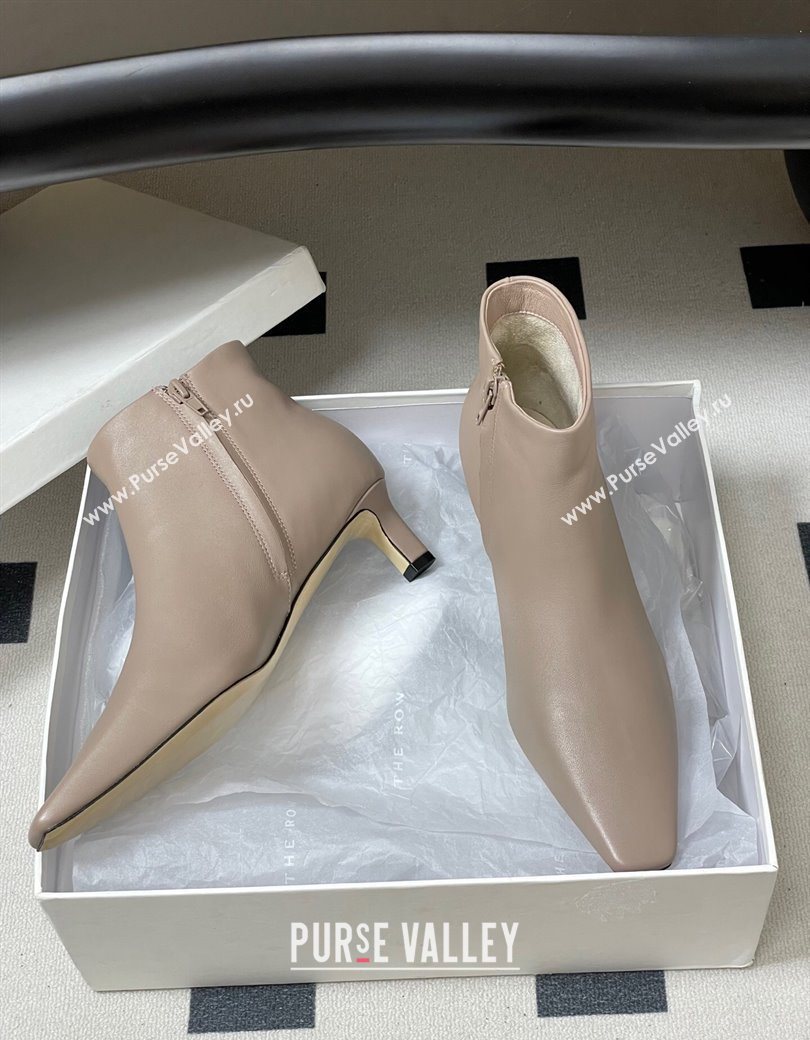 The Row Carla Leather Heel Ankle Boots 4cm Powder Grey 2025 TR120811 (MD-251208105)