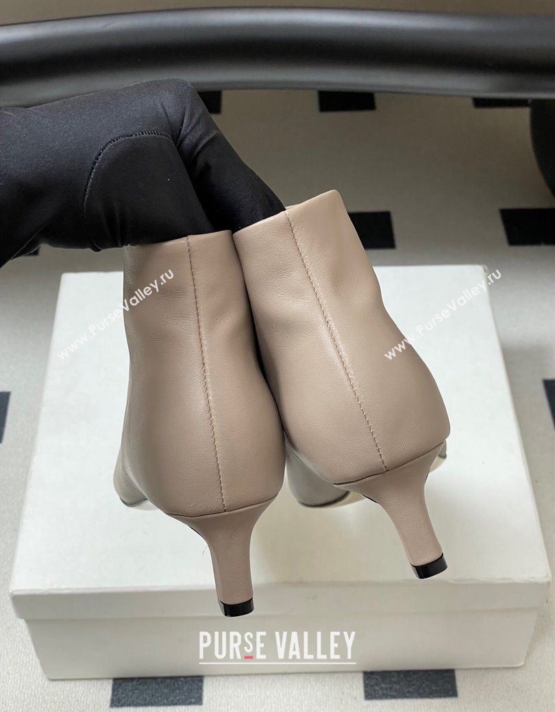 The Row Carla Leather Heel Ankle Boots 4cm Powder Grey 2025 TR120811 (MD-251208105)