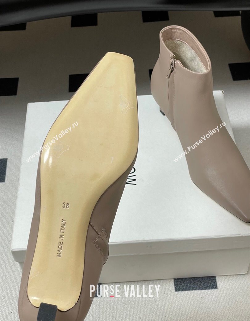 The Row Carla Leather Heel Ankle Boots 4cm Powder Grey 2025 TR120811 (MD-251208105)