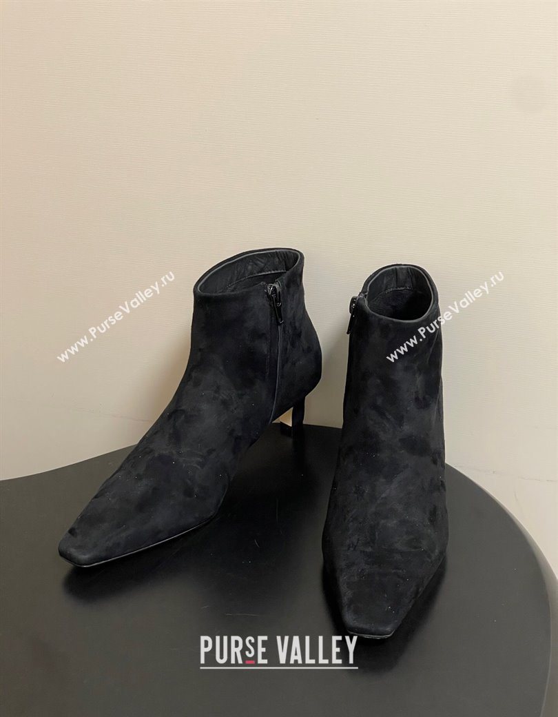 The Row Carla Suede Heel Ankle Boots 4cm Black 2025 TR120811 (MD-251208107)