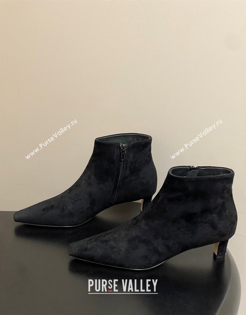 The Row Carla Suede Heel Ankle Boots 4cm Black 2025 TR120811 (MD-251208107)