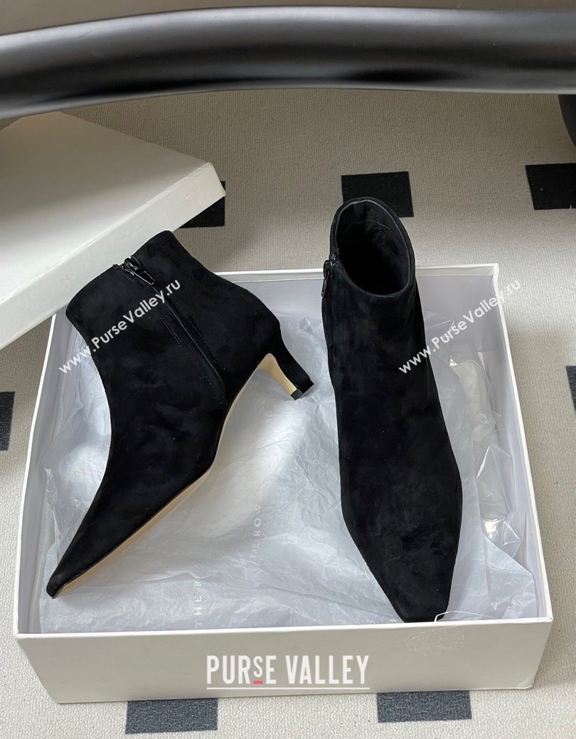 The Row Carla Suede Heel Ankle Boots 4cm Black 2025 TR120811 (MD-251208107)
