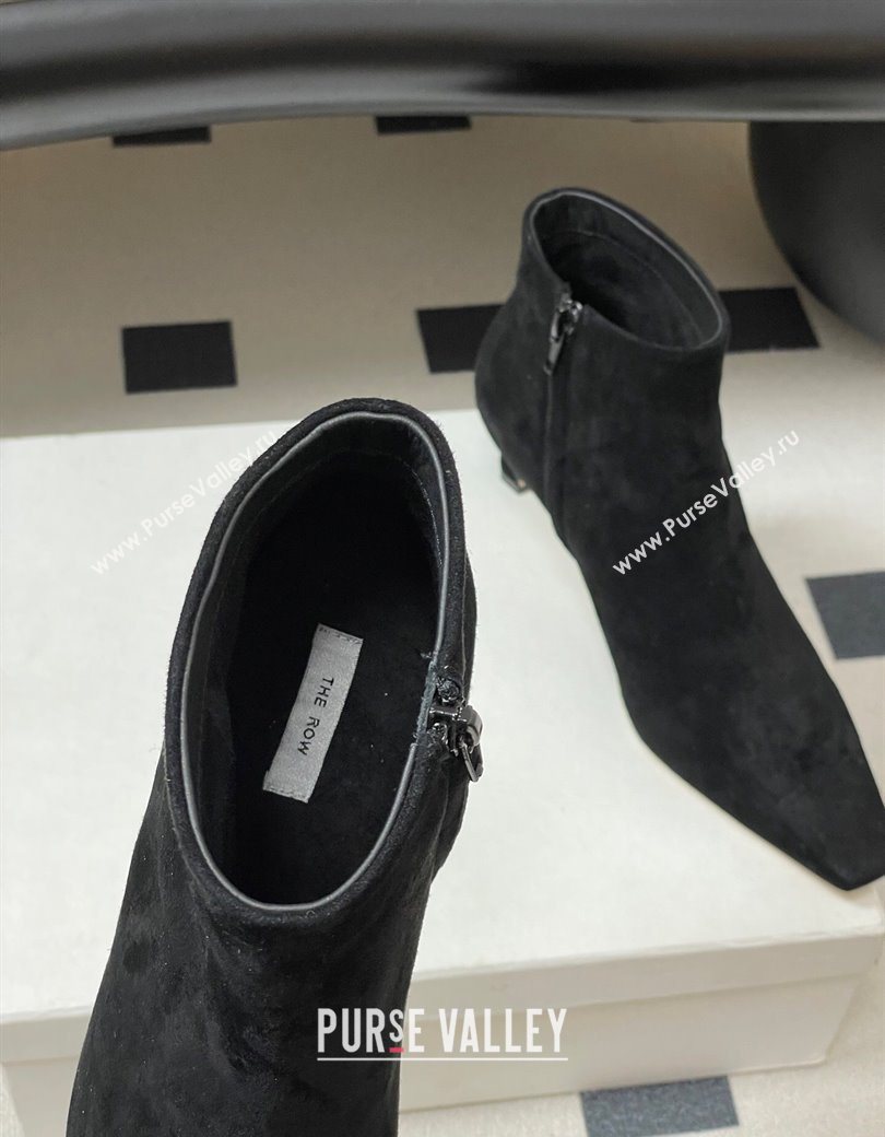 The Row Carla Suede Heel Ankle Boots 4cm Black 2025 TR120811 (MD-251208107)