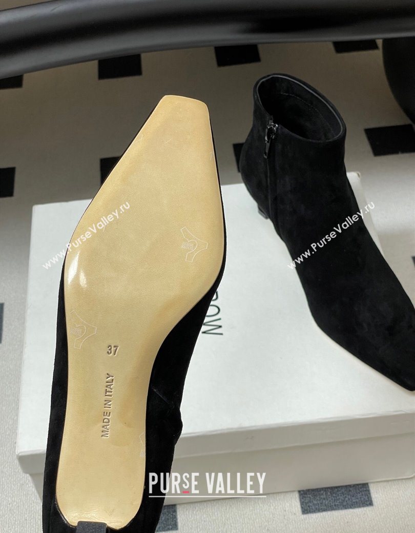 The Row Carla Suede Heel Ankle Boots 4cm Black 2025 TR120811 (MD-251208107)