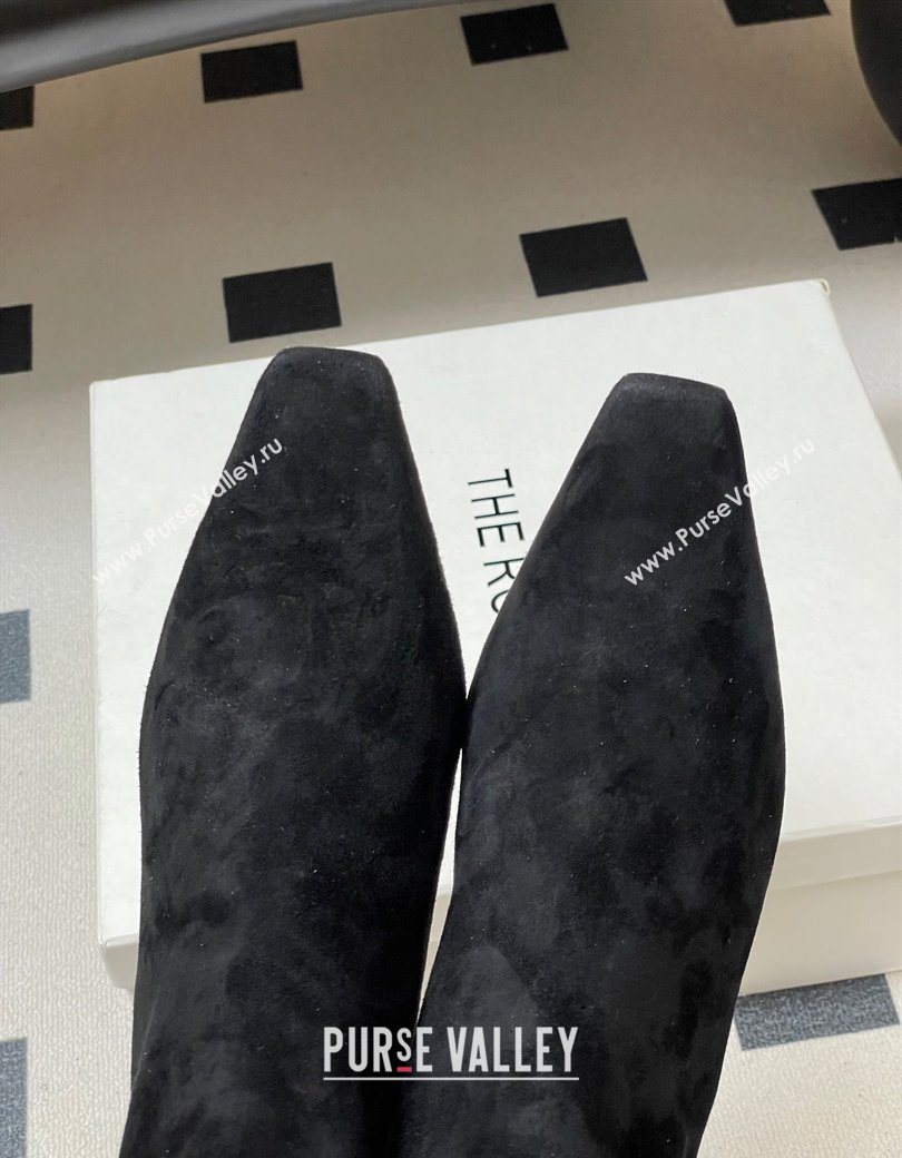 The Row Carla Suede Heel Ankle Boots 4cm Black 2025 TR120811 (MD-251208107)