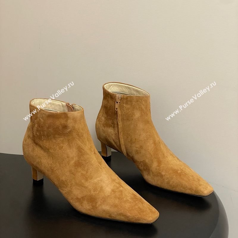 The Row Carla Suede Heel Ankle Boots 4cm Brown Yellow 2025 TR120811 (MD-251208108)
