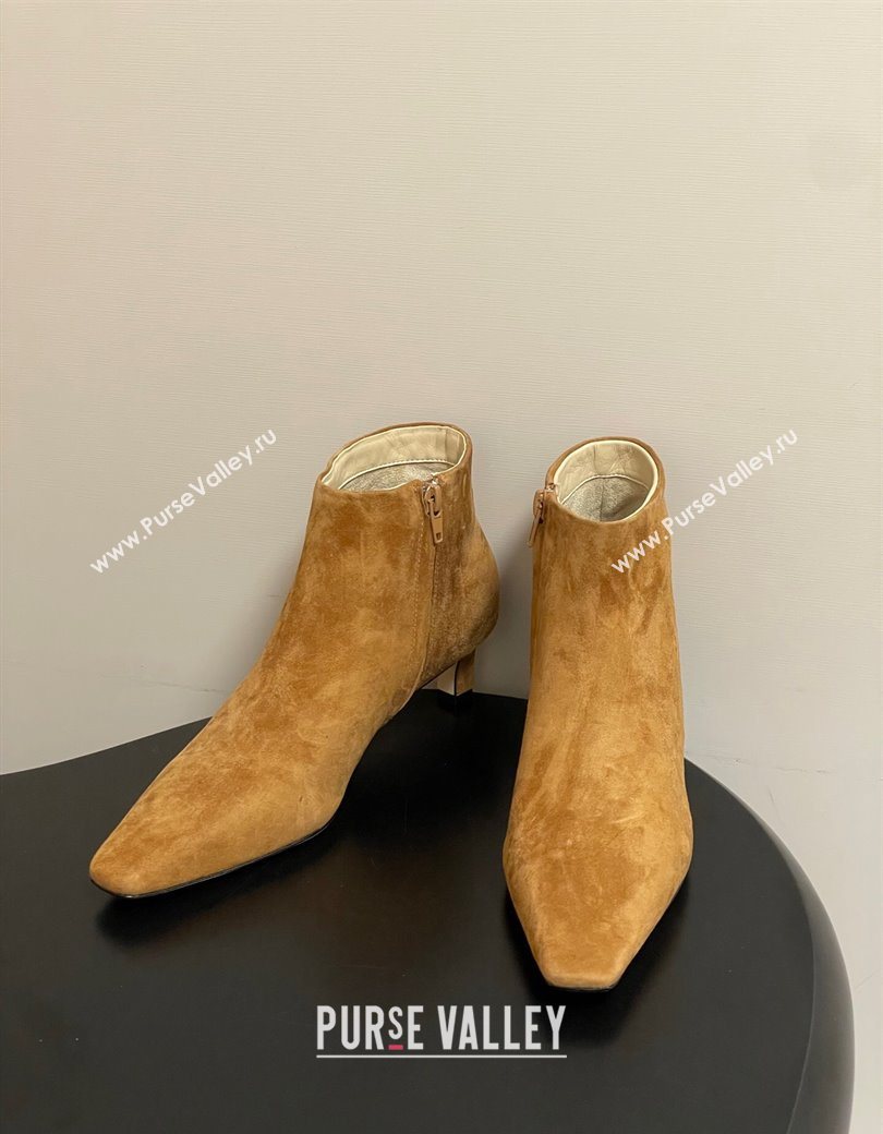 The Row Carla Suede Heel Ankle Boots 4cm Brown Yellow 2025 TR120811 (MD-251208108)