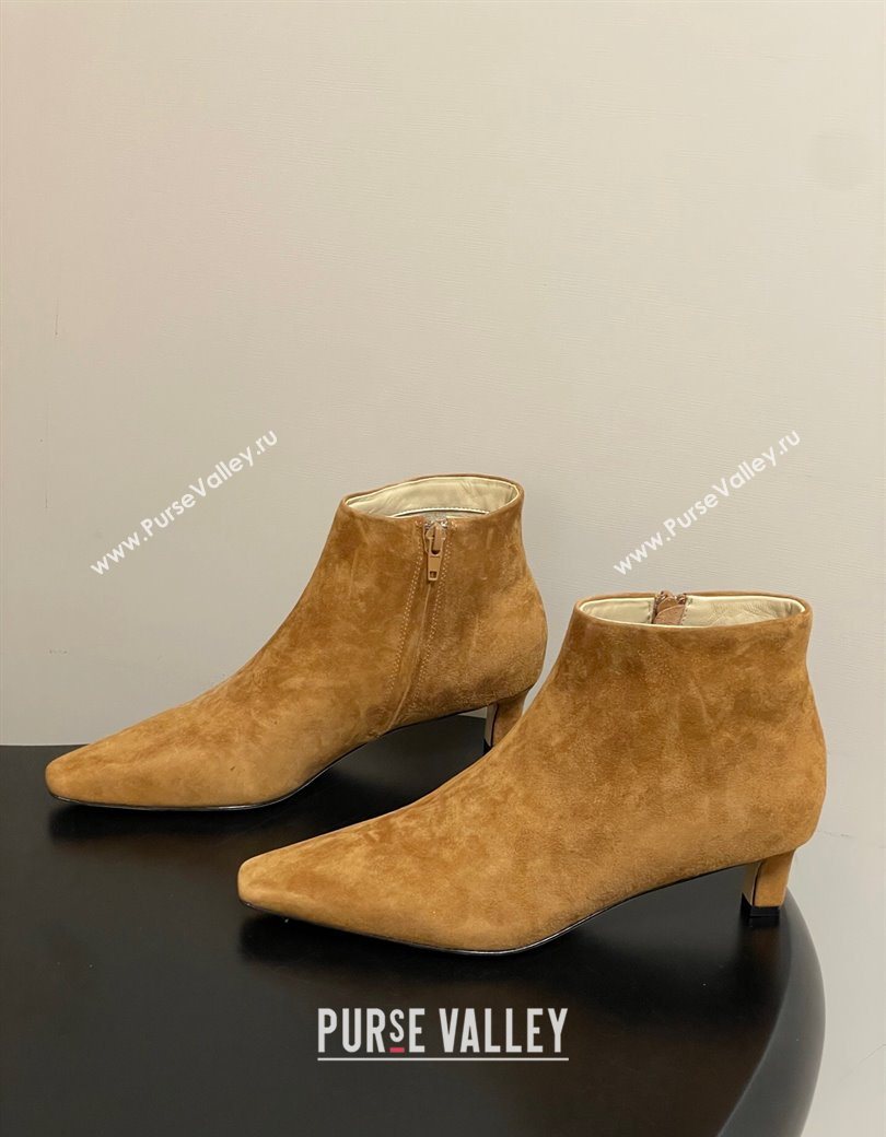 The Row Carla Suede Heel Ankle Boots 4cm Brown Yellow 2025 TR120811 (MD-251208108)