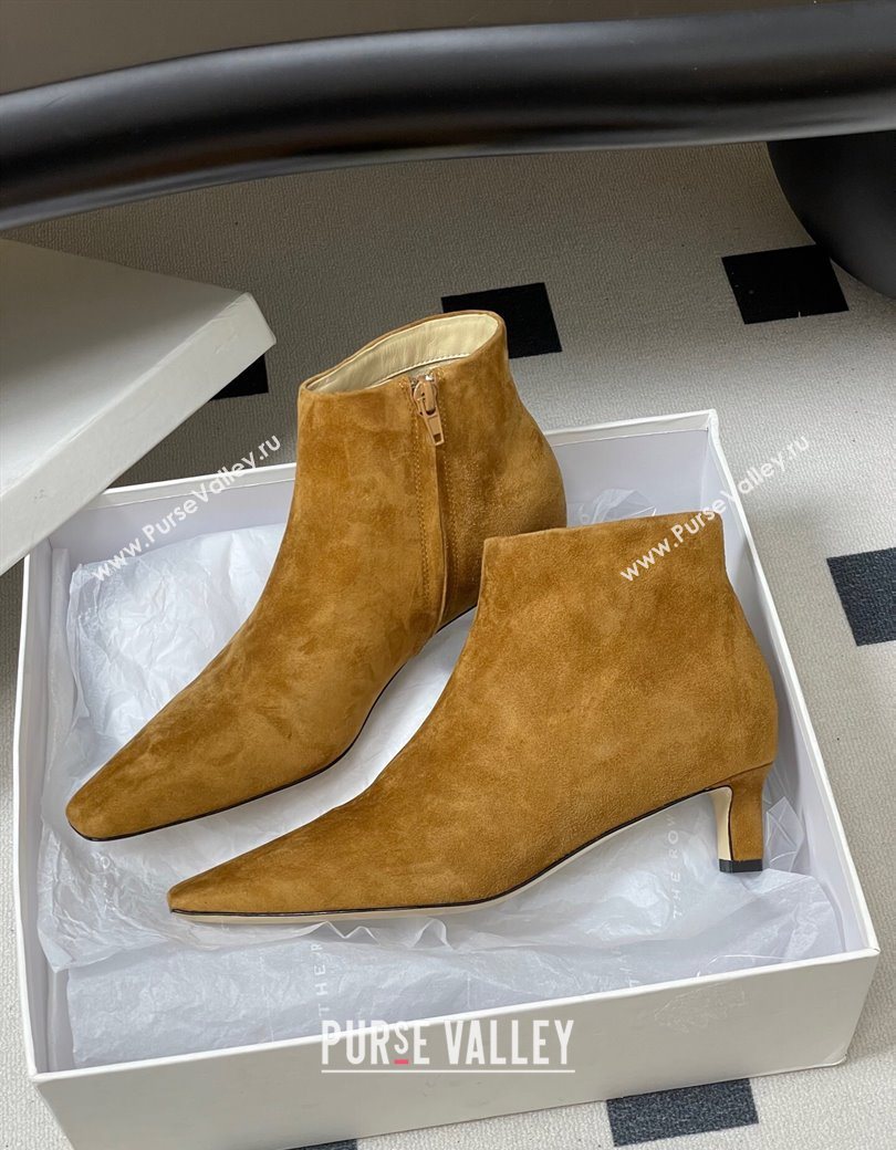 The Row Carla Suede Heel Ankle Boots 4cm Brown Yellow 2025 TR120811 (MD-251208108)