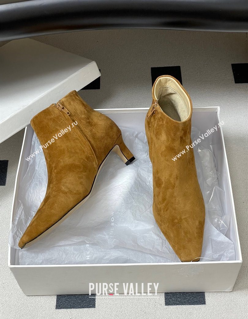 The Row Carla Suede Heel Ankle Boots 4cm Brown Yellow 2025 TR120811 (MD-251208108)