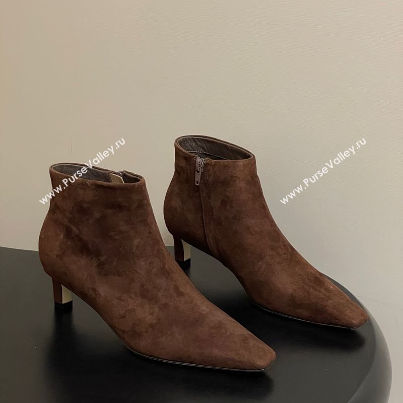 The Row Carla Suede Heel Ankle Boots 4cm Dark Brown 2025 TR120811 (MD-251208109)