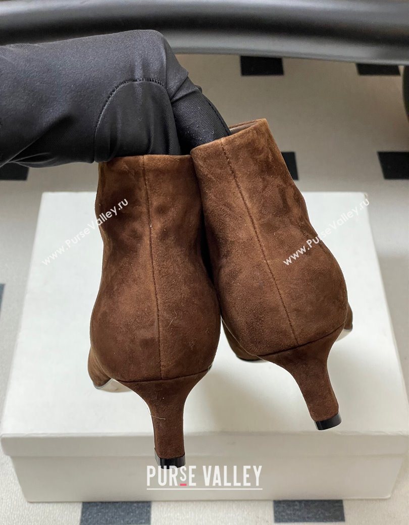 The Row Carla Suede Heel Ankle Boots 4cm Dark Brown 2025 TR120811 (MD-251208109)