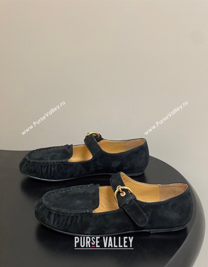 The Row Suede Loafers with Buckle Strap Black 2025 TR120801 (KL-251208074)