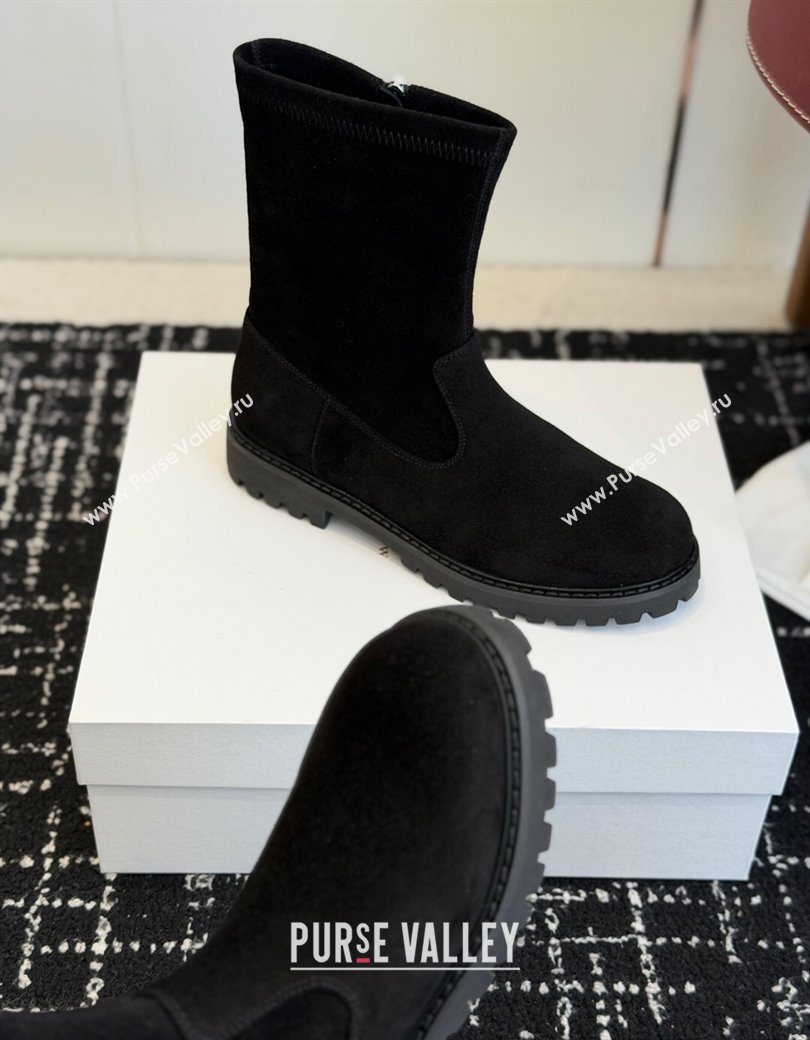 The Row Suede Flat Ankle Boots Black 2025 TR120809 (KL-251208099)