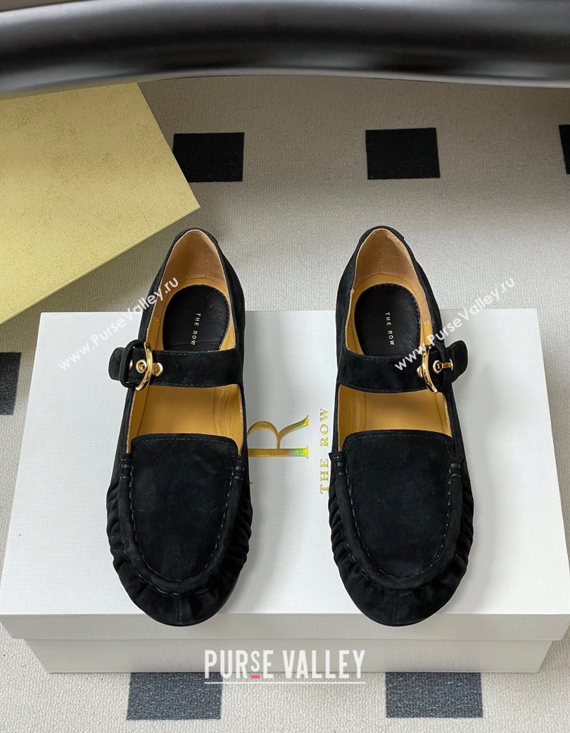 The Row Suede Loafers with Buckle Strap Black 2025 TR120801 (KL-251208074)