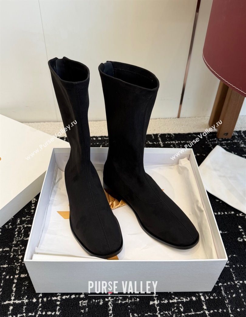 The Row Suede Flat Medium Boots Black 2025 TR120810 (KL-251208100)