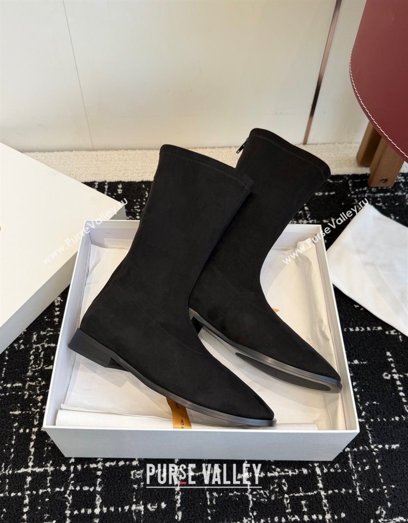The Row Suede Flat Medium Boots Black 2025 TR120810 (KL-251208100)