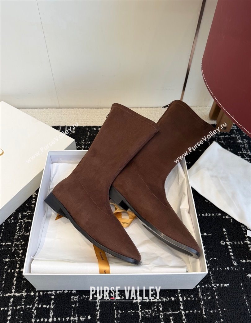The Row Suede Flat Medium Boots Brown 2025 TR120810 (KL-251208101)