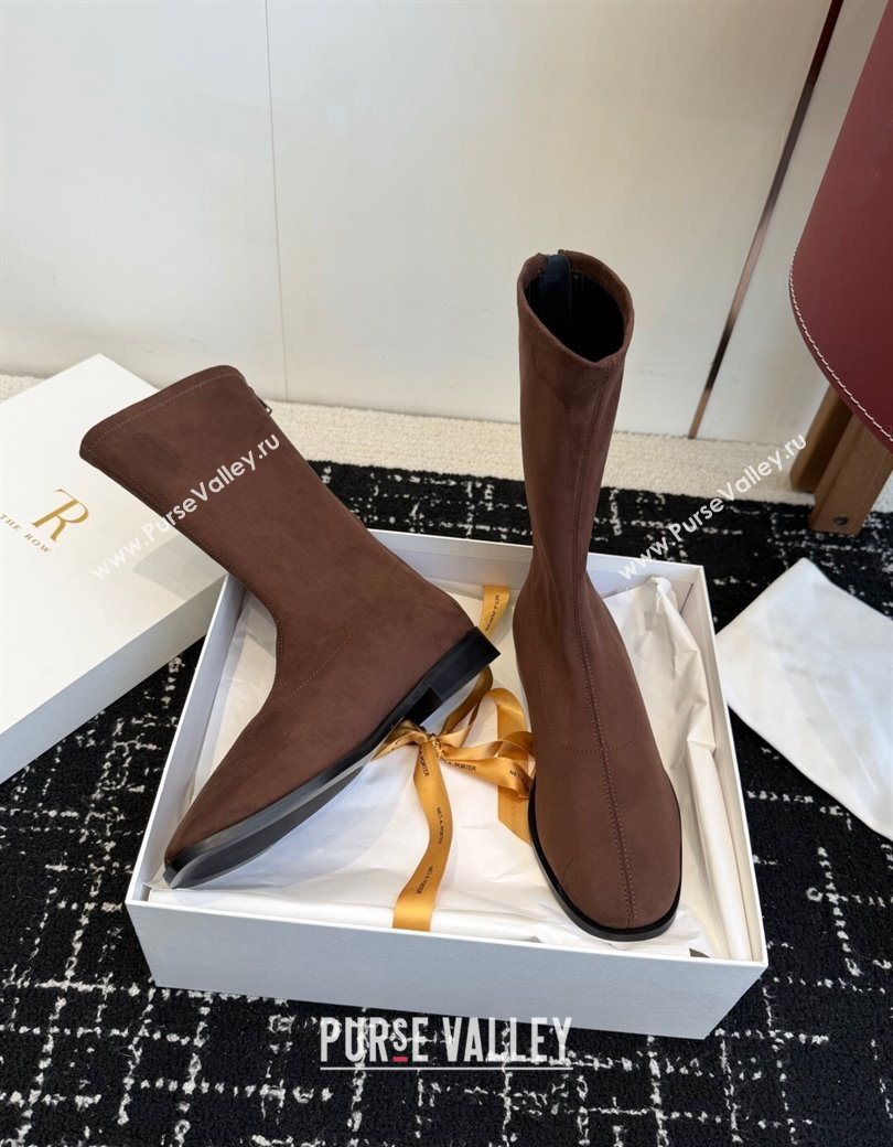 The Row Suede Flat Medium Boots Brown 2025 TR120810 (KL-251208101)