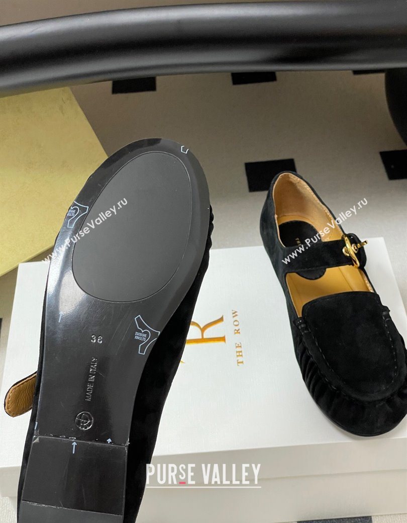 The Row Suede Loafers with Buckle Strap Black 2025 TR120801 (KL-251208074)