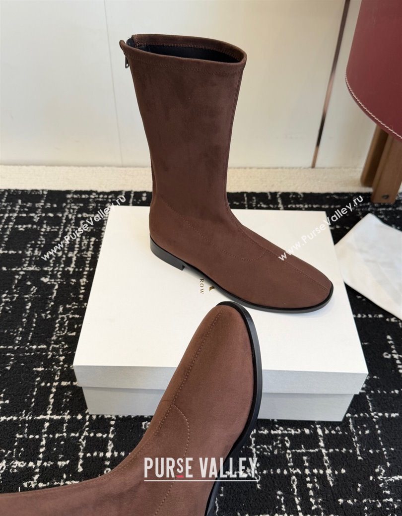 The Row Suede Flat Medium Boots Brown 2025 TR120810 (KL-251208101)