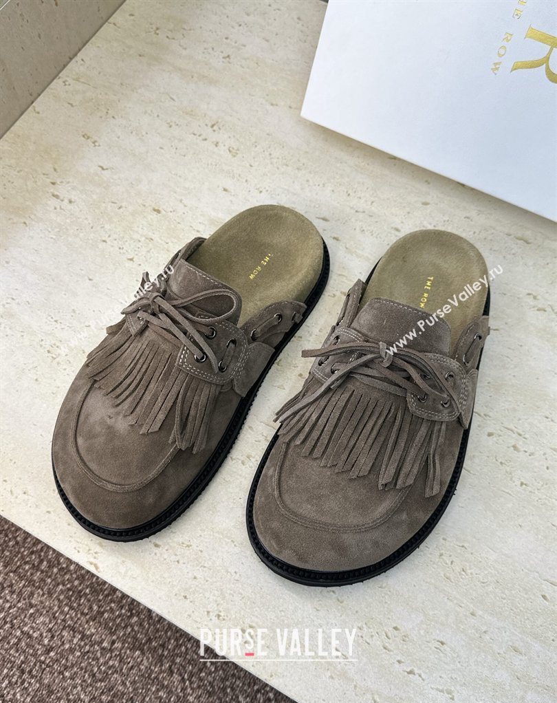 The Row Suede Mules with Tassel Grey 2026 0224 (JC-260224059)