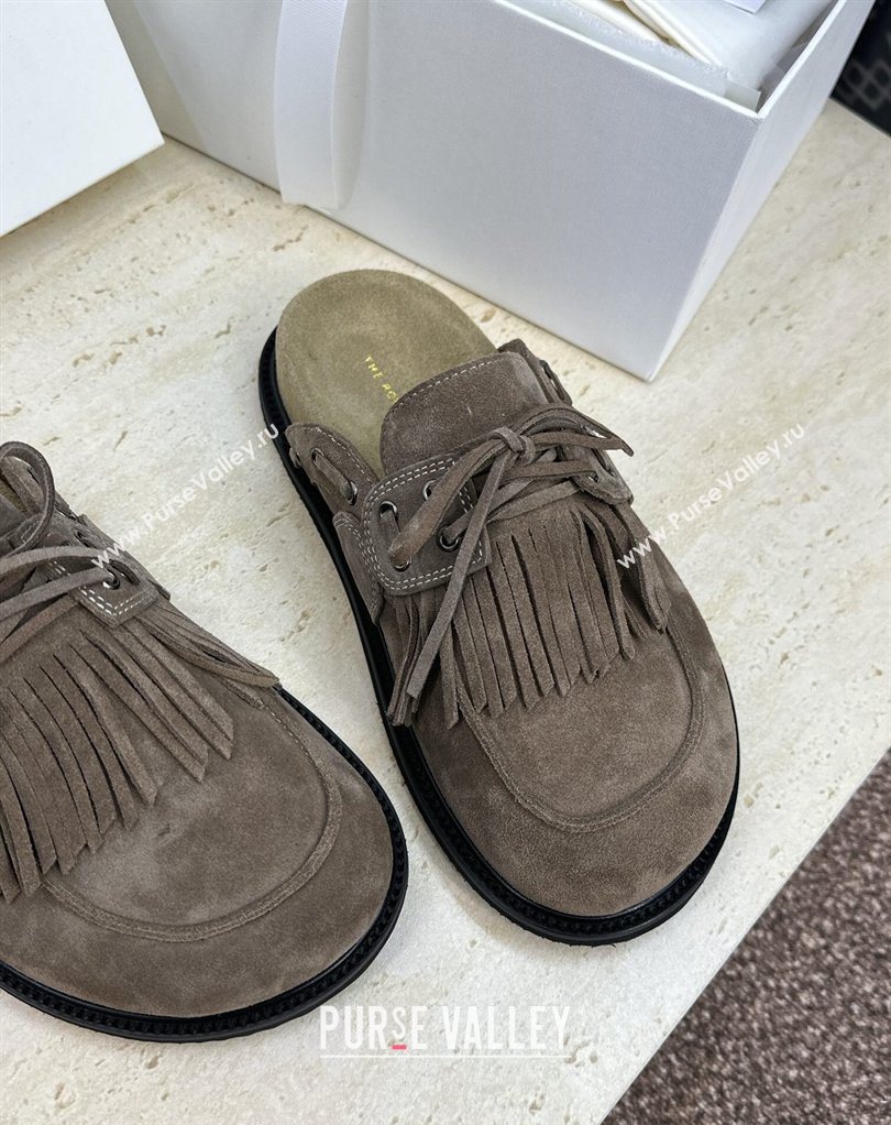 The Row Suede Mules with Tassel Grey 2026 0224 (JC-260224059)