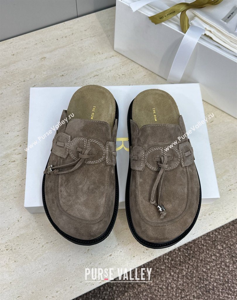 The Row Suede Mules with Tie Grey 2026 0224 (JC-260224062)
