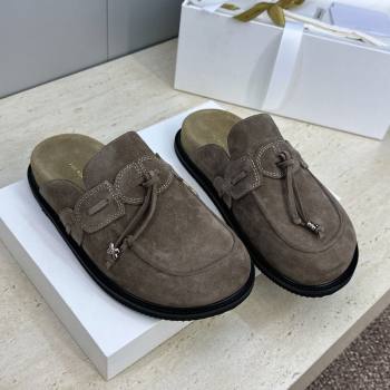 The Row Suede Mules with Tie Grey 2026 0224 (JC-260224062)