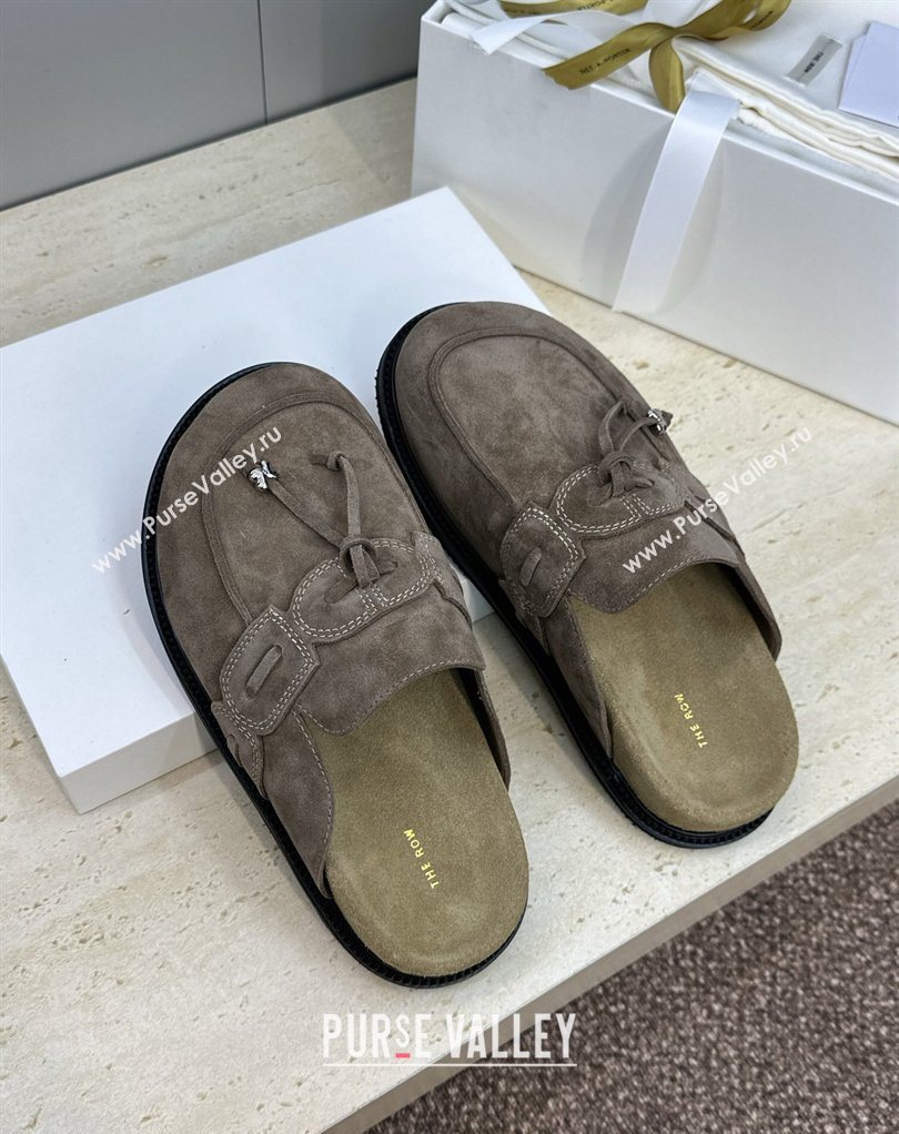 The Row Suede Mules with Tie Grey 2026 0224 (JC-260224062)