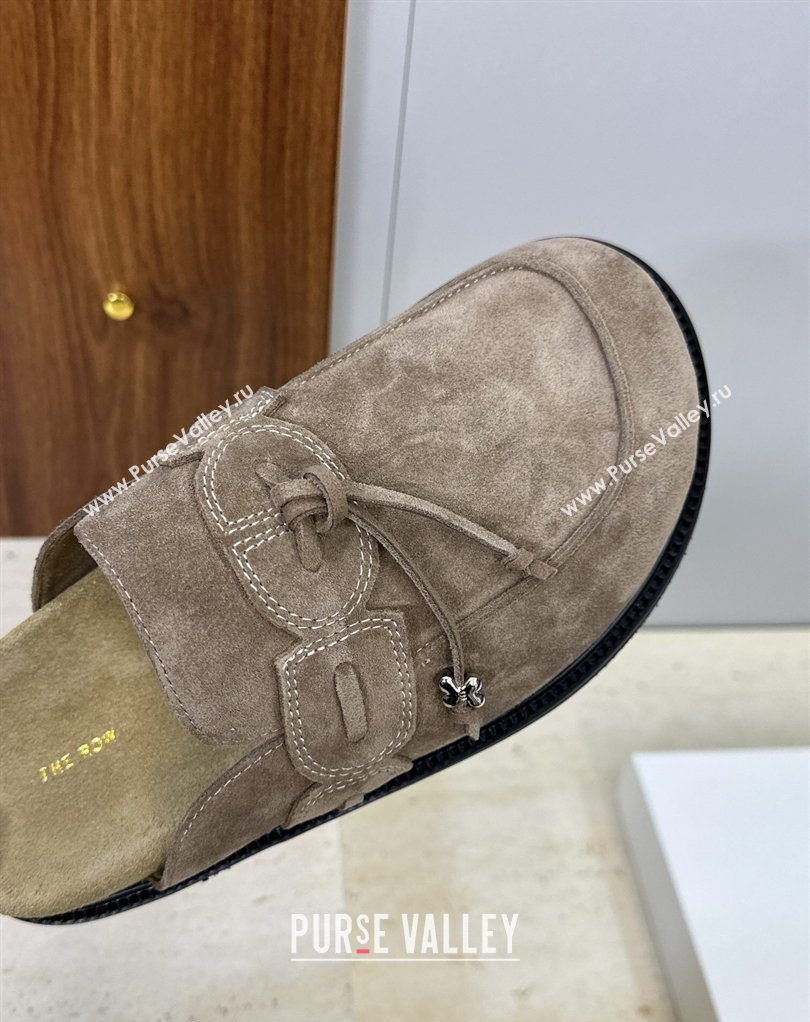 The Row Suede Mules with Tie Grey 2026 0224 (JC-260224062)
