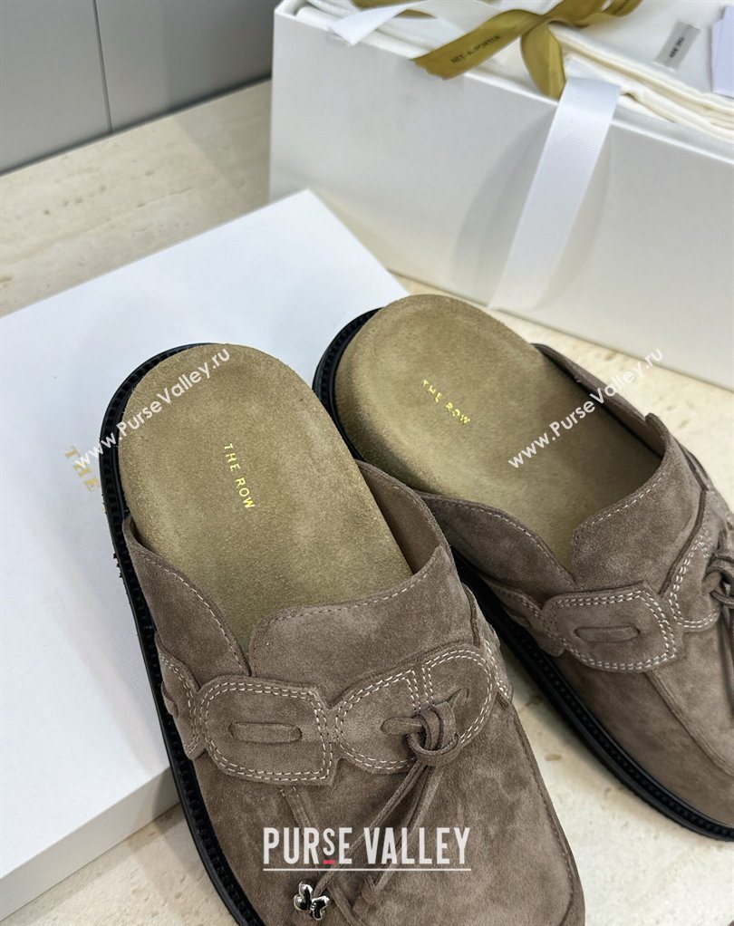 The Row Suede Mules with Tie Grey 2026 0224 (JC-260224062)
