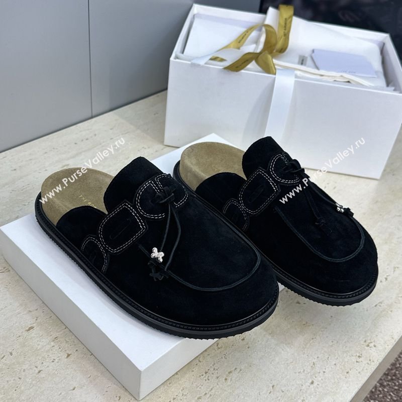 The Row Suede Mules with Tie Black 2026 0224 (JC-260224063)