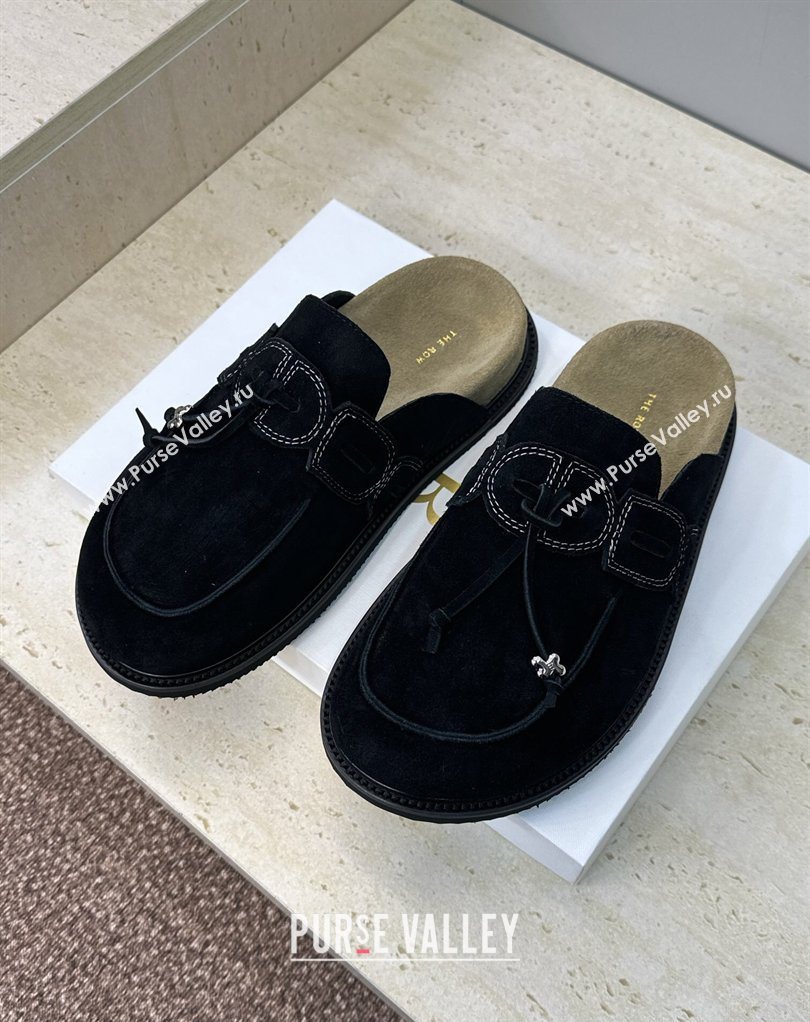 The Row Suede Mules with Tie Black 2026 0224 (JC-260224063)